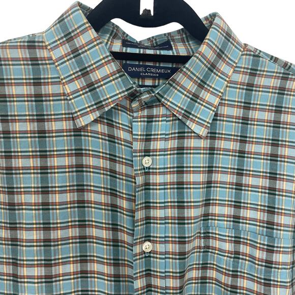 Daniel Cremieux Blue Plaid Long Sleeve Button Down Shirt Tailored Fit Mens Large - Picture 2 of 6
